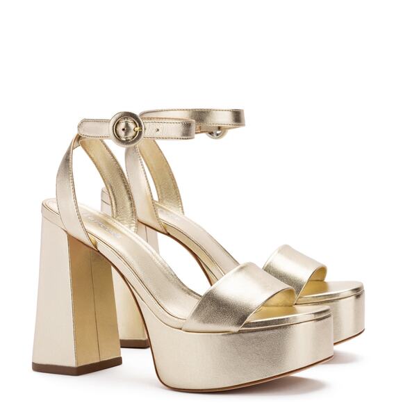 LARROUDE Dolly Sandal In Gold Metallic Leather size 10 - Picture 3 of 12